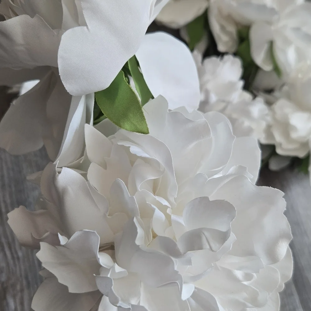 Elegant White Faux Peony Bouquet